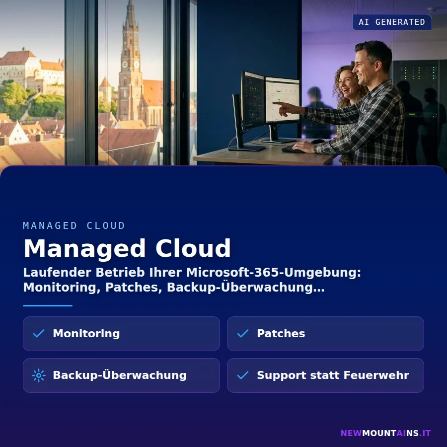Managed Cloud – Laufender Betrieb Ihrer Microsoft-365-Umgebung: Monitoring, Patches, Backup-Überwachung | Newmountains.IT aus Landshut