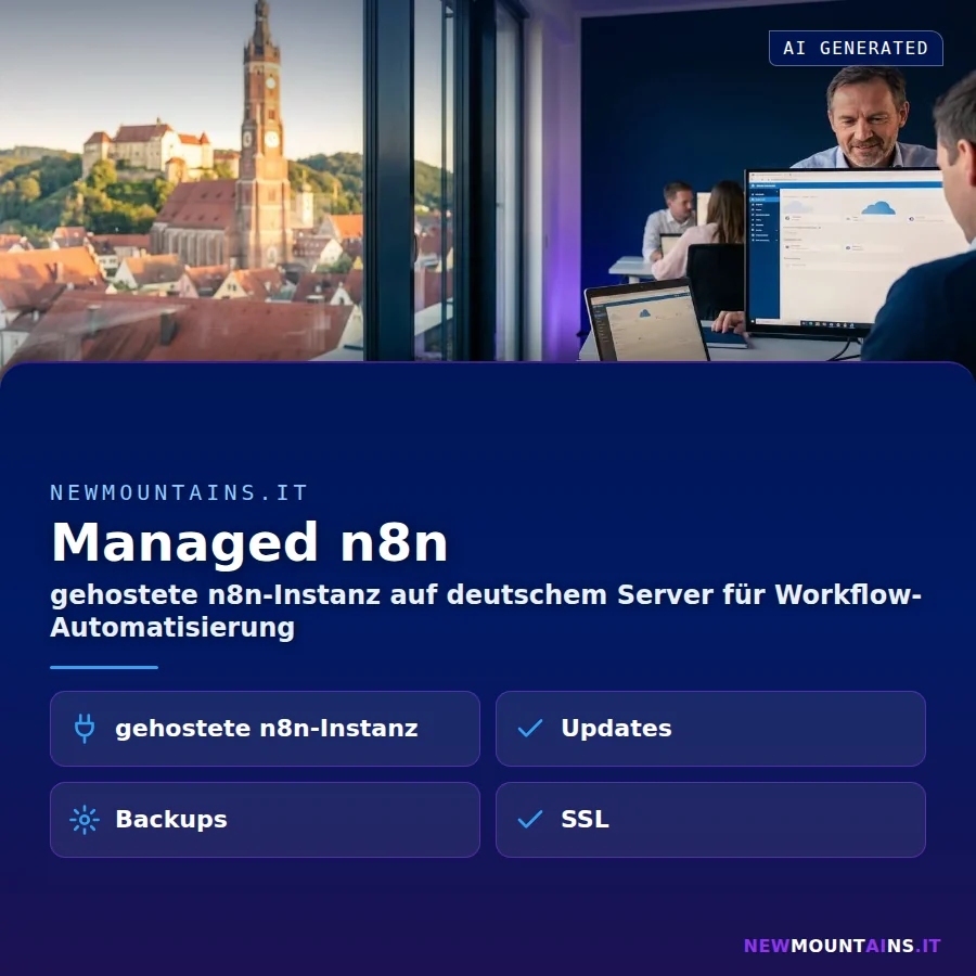 Managed n8n – gehostete n8n-Instanz auf deutschem Server für Workflow-Automatisierung | Newmountains.IT aus Landshut