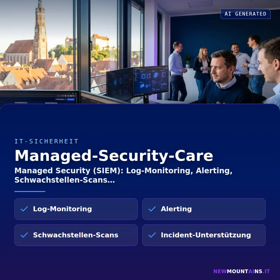 Managed-Security-Care – Managed Security (SIEM): Log-Monitoring, Alerting, Schwachstellen-Scans | Newmountains.IT aus Landshut