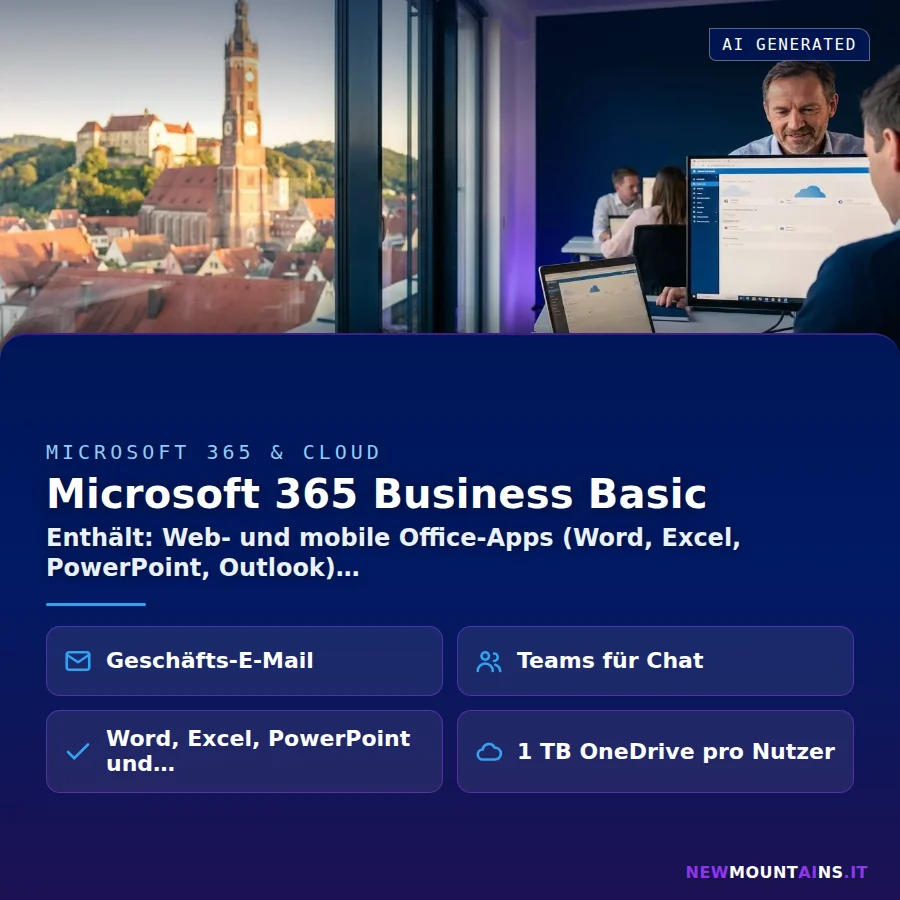 Microsoft 365 Business Basic – Enthält: Web- und mobile Office-Apps (Word, Excel, PowerPoint, Outlook) | Newmountains.IT aus Landshut