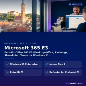 Microsoft 365 E3 – Enthält: Office 365 E3 (Desktop-Office, Exchange, SharePoint, Teams) + Windows 11 | Newmountains.IT aus Landshut