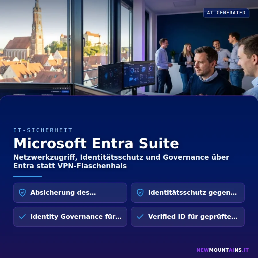 Microsoft Entra Suite – Netzwerkzugriff, Identitätsschutz und Governance über Entra statt VPN-Flaschenhals | Newmountains.IT aus Landshut