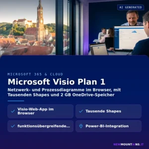 Microsoft Visio Plan 1 – Netzwerk- und Prozessdiagramme im Browser, mit Tausenden Shapes und 2 GB OneDrive-Speicher | Newmountains.IT aus Landshut