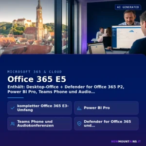 Office 365 E5 – Enthält: Desktop-Office + Defender for Office 365 P2, Power BI Pro, Teams Phone und Audio | Newmountains.IT aus Landshut