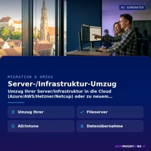 Server-/Infrastruktur-Umzug – Umzug Ihrer Server/Infrastruktur in die Cloud (Azure/AWS/Hetzner/Netcup) oder zu neuem | Newmountains.IT aus Landshut