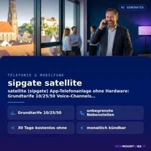 sipgate satellite – satellite (sipgate) App-Telefonanlage ohne Hardware: Grundtarife 10/25/50 Voice-Channels | Newmountains.IT aus Landshut