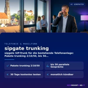 sipgate trunking – sipgate SIP-Trunk für die bestehende Telefonanlage: Pakete trunking 2/10/50, bis 50 | Newmountains.IT aus Landshut