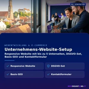 Unternehmens-Website-Setup – Responsive Website mit bis zu 5 Unterseiten, DSGVO-Set, Basis-SEO und Kontaktformular | Newmountains.IT aus Landshut