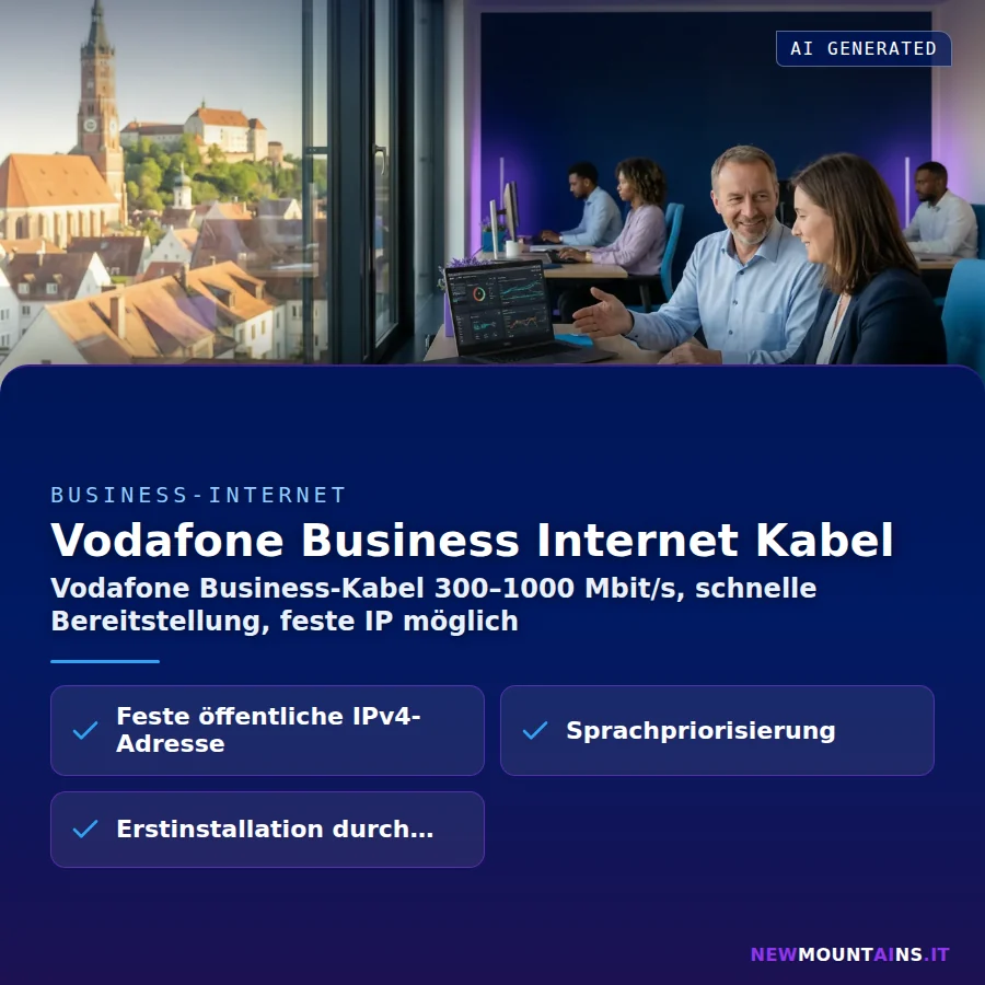 Vodafone Business Internet Kabel – Vodafone Business-Kabel 300–1000 Mbit/s, schnelle Bereitstellung, feste IP möglich | Newmountains.IT aus Landshut