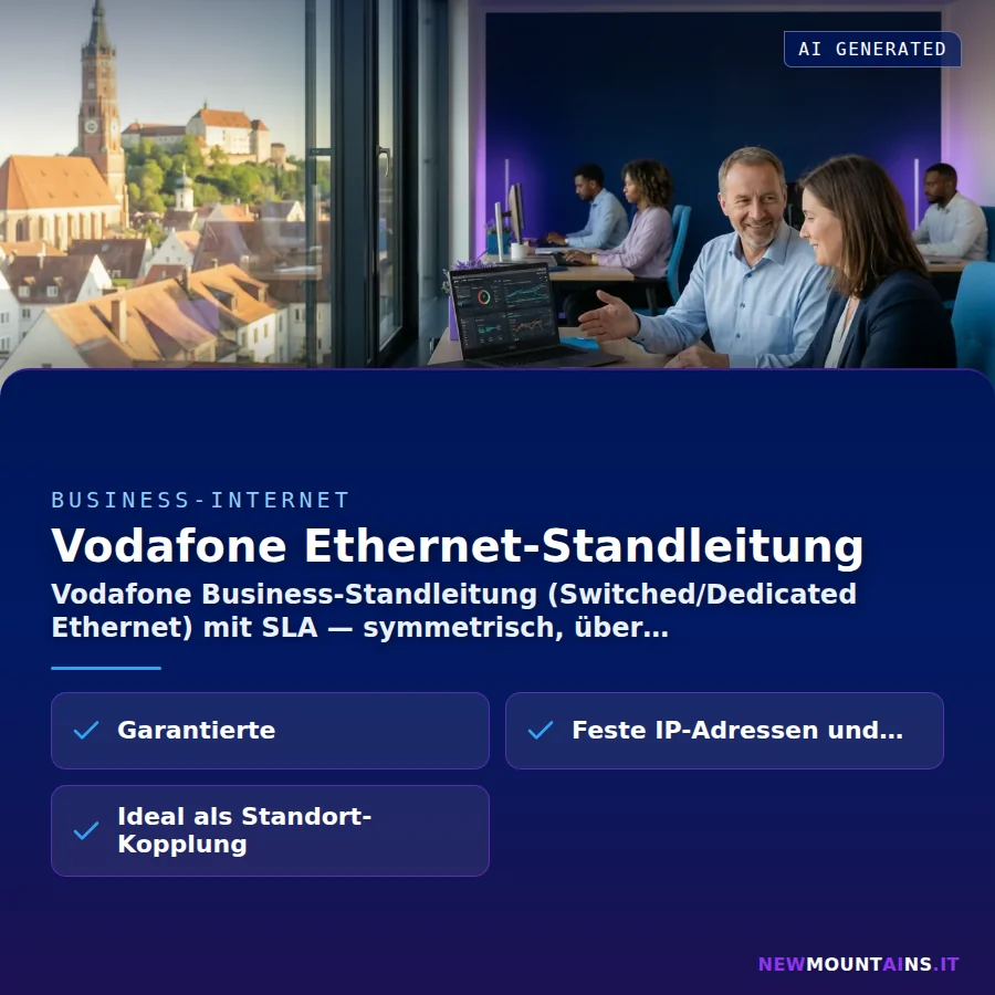 Vodafone Ethernet-Standleitung – Vodafone Business-Standleitung (Switched/Dedicated Ethernet) mit SLA — symmetrisch, über | Newmountains.IT aus Landshut
