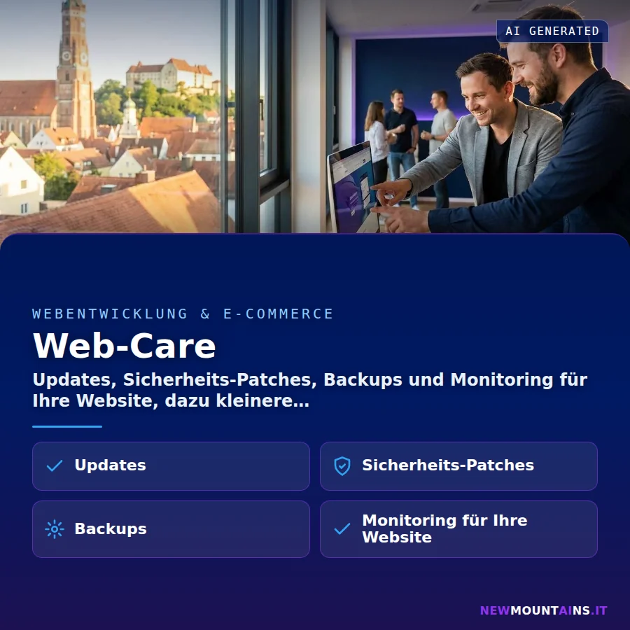 Web-Care – Updates, Sicherheits-Patches, Backups und Monitoring für Ihre Website, dazu kleinere | Newmountains.IT aus Landshut