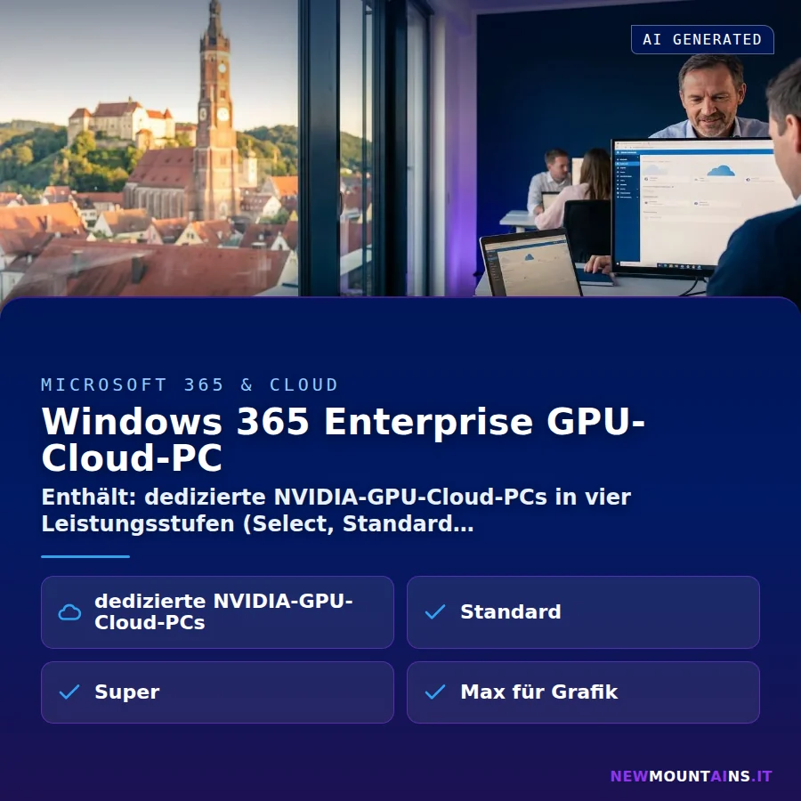 Windows 365 Enterprise GPU-Cloud-PC – Enthält: dedizierte NVIDIA-GPU-Cloud-PCs in vier Leistungsstufen (Select, Standard | Newmountains.IT aus Landshut