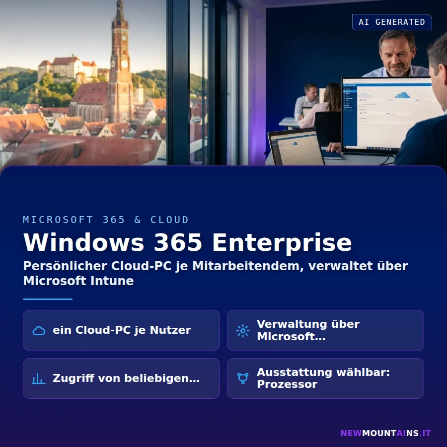 Windows 365 Enterprise – Persönlicher Cloud-PC je Mitarbeitendem, verwaltet über Microsoft Intune | Newmountains.IT aus Landshut