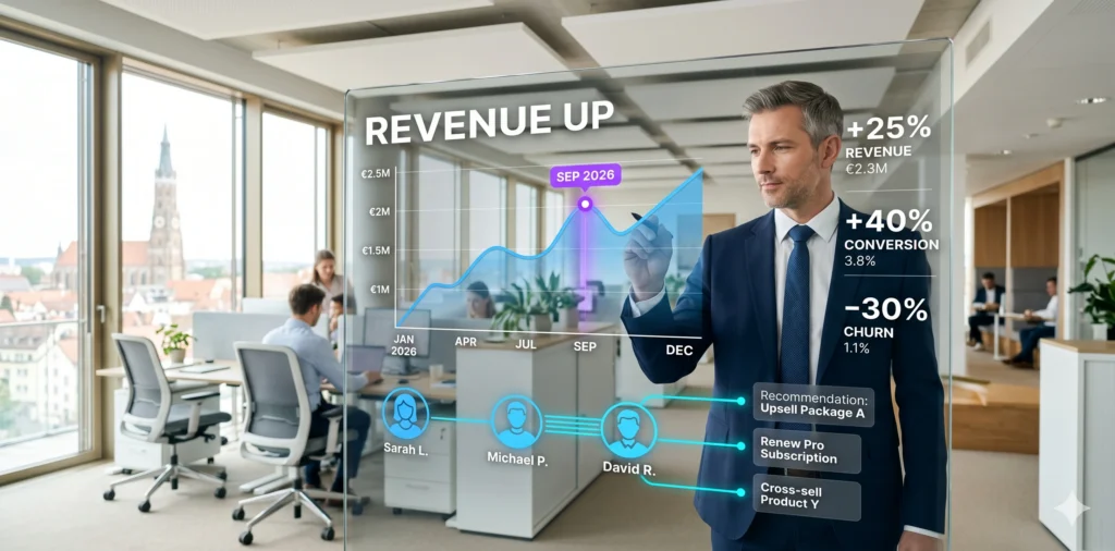KI für KMU steigert Umsatz durch Personalisierung und höhere Conversion-Raten — Newmountains.IT Sales Dashboard