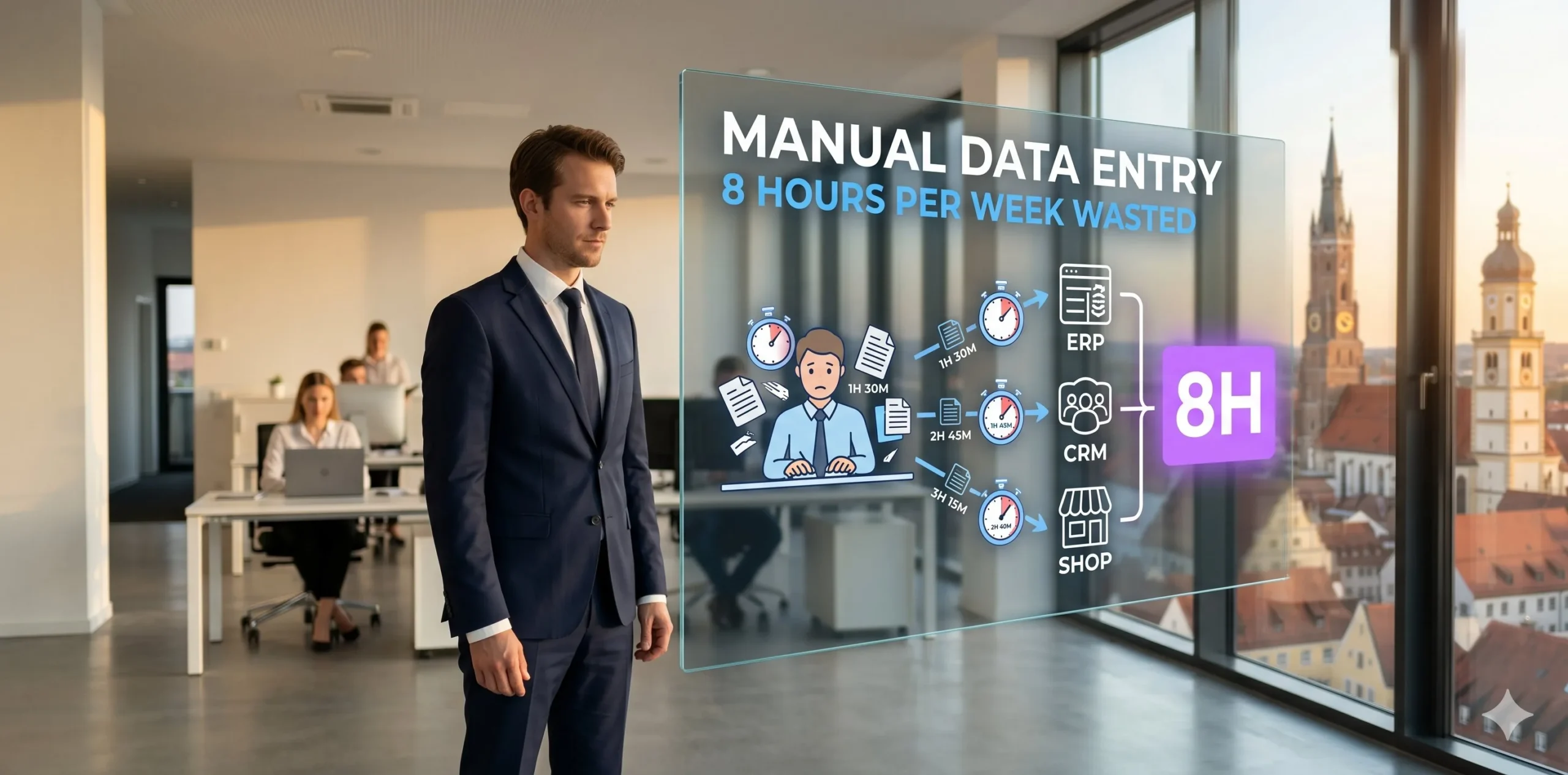 Manuelle Datenübertragung zwischen Systemen kostet KMU stundenlange Pflege und verursacht Übertragungsfehler in ERP und CRM