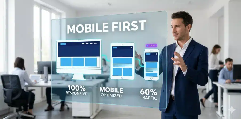 Mobile-First Responsive Webdesign von Newmountains.IT — eine Website perfekt synchronisiert für Desktop Tablet und Smartphone