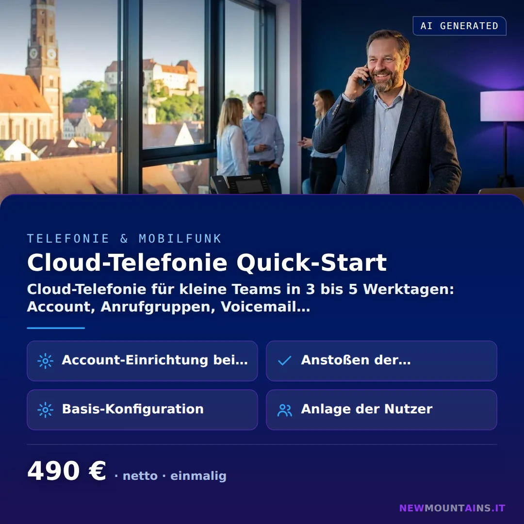 Cloud-Telefonie Quick-Start — Cloud-Telefonie für kleine Teams in 3 bis 5 Werktagen: Account, Anrufgruppen, Voicemail… von Newmountains.IT aus Landshut