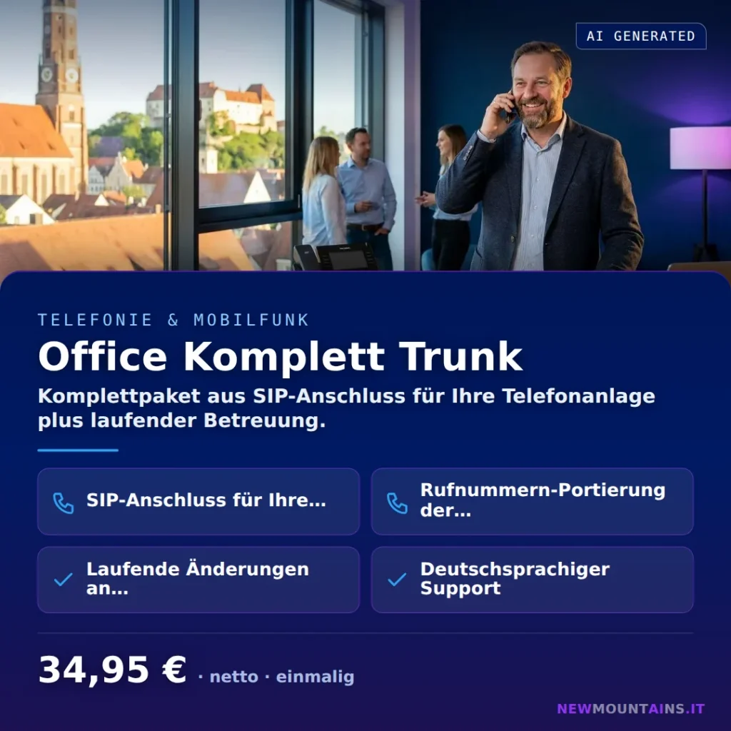 Office Komplett Trunk — Komplettpaket aus SIP-Anschluss für Ihre Telefonanlage plus laufender Betreuung. von Newmountains.IT aus Landshut