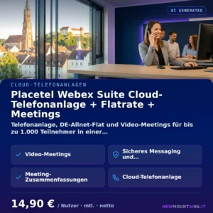 Placetel Webex Suite Cloud-Telefonanlage + Flatrate + Meetings — Telefonanlage, DE-Allnet-Flat und Video-Meetings für bis zu 1.000 Teilnehmer in einer… von Newmountains.IT aus Landshut