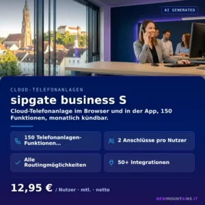 sipgate business S — Cloud-Telefonanlage im Browser und in der App, 150 Funktionen, monatlich kündbar. von Newmountains.IT aus Landshut