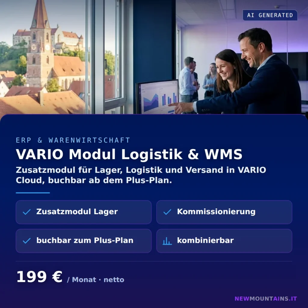 VARIO Modul Logistik & WMS — Zusatzmodul für Lager, Logistik und Versand in VARIO Cloud, buchbar ab dem Plus-Plan. von Newmountains.IT aus Landshut