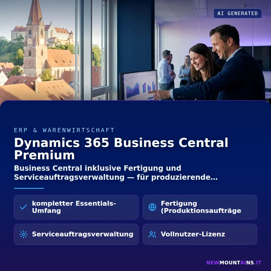 Dynamics 365 Business Central Premium – Business Central inklusive Fertigung und Serviceauftragsverwaltung — für produzierende | Newmountains.IT aus Landshut