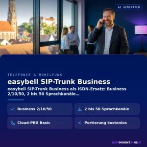 easybell SIP-Trunk Business – easybell SIP-Trunk Business als ISDN-Ersatz: Business 2/10/50, 2 bis 50 Sprachkanäle | Newmountains.IT aus Landshut