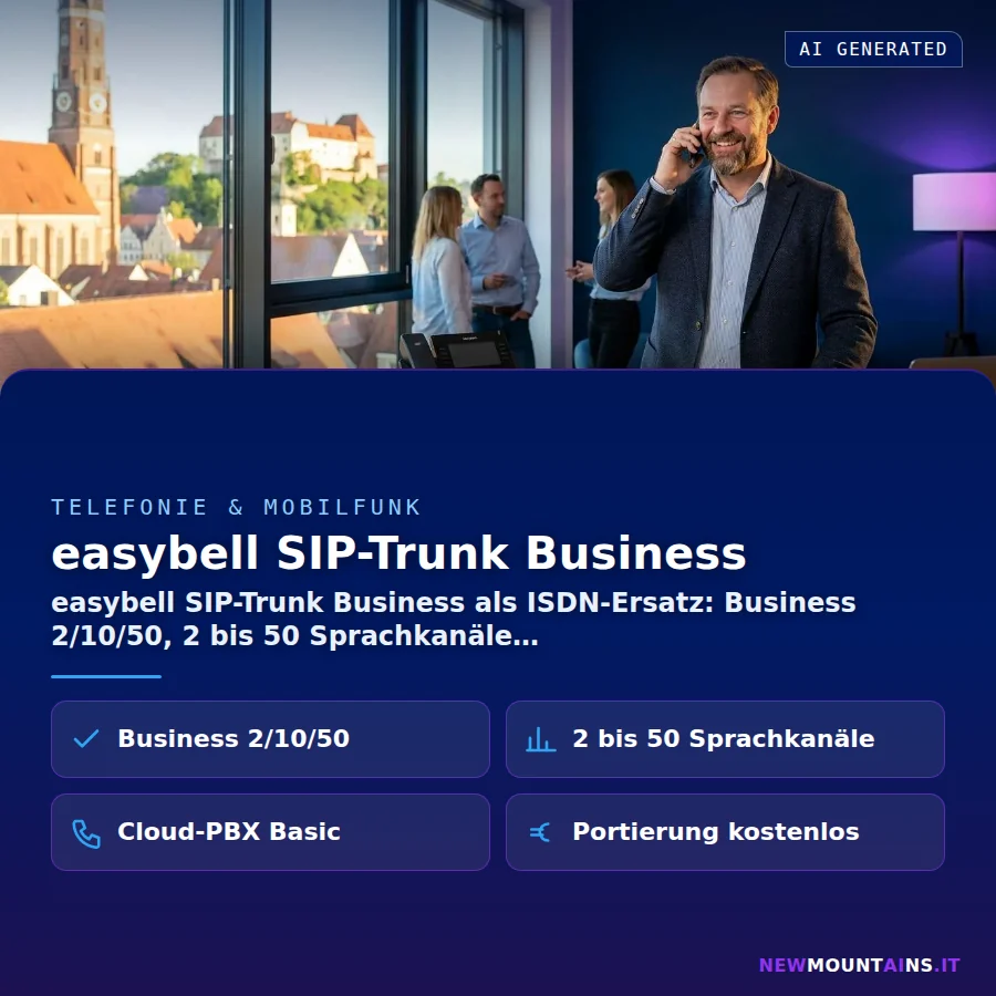 easybell SIP-Trunk Business – easybell SIP-Trunk Business als ISDN-Ersatz: Business 2/10/50, 2 bis 50 Sprachkanäle | Newmountains.IT aus Landshut
