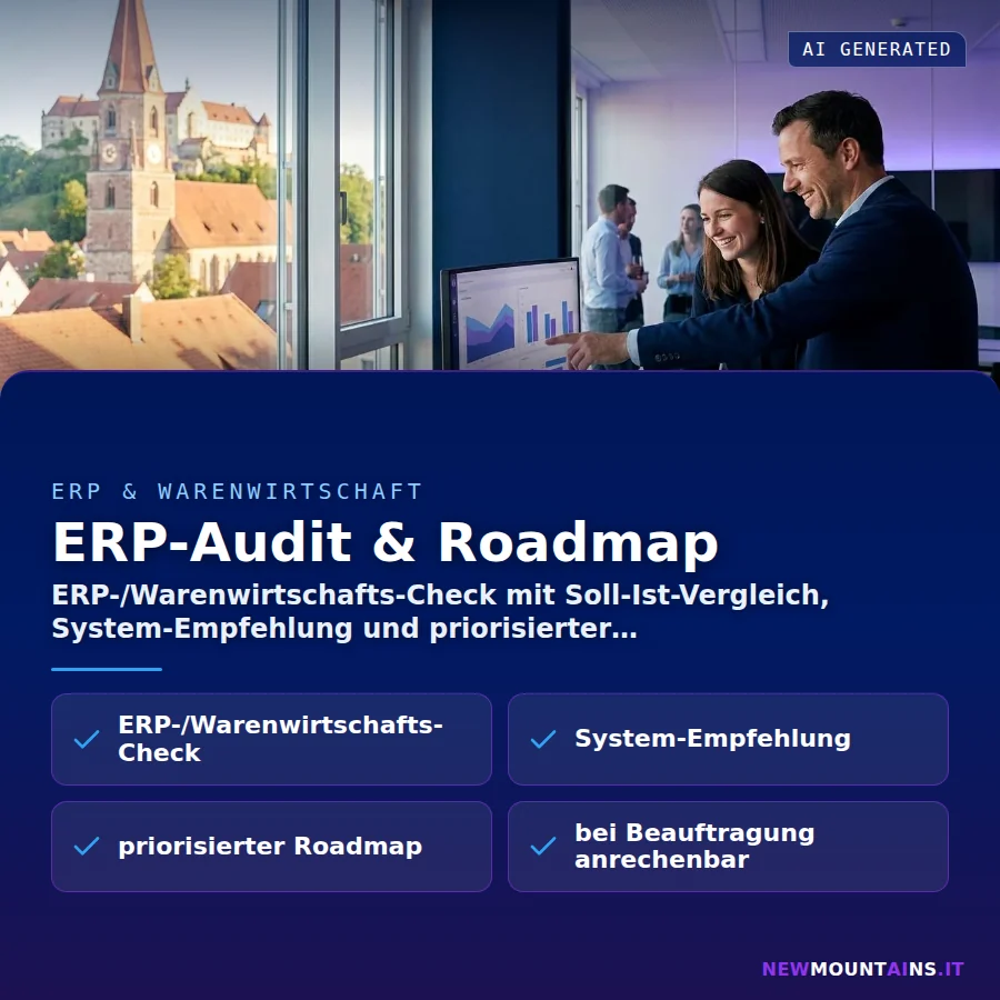 ERP-Audit & Roadmap – ERP-/Warenwirtschafts-Check mit Soll-Ist-Vergleich, System-Empfehlung und priorisierter | Newmountains.IT aus Landshut
