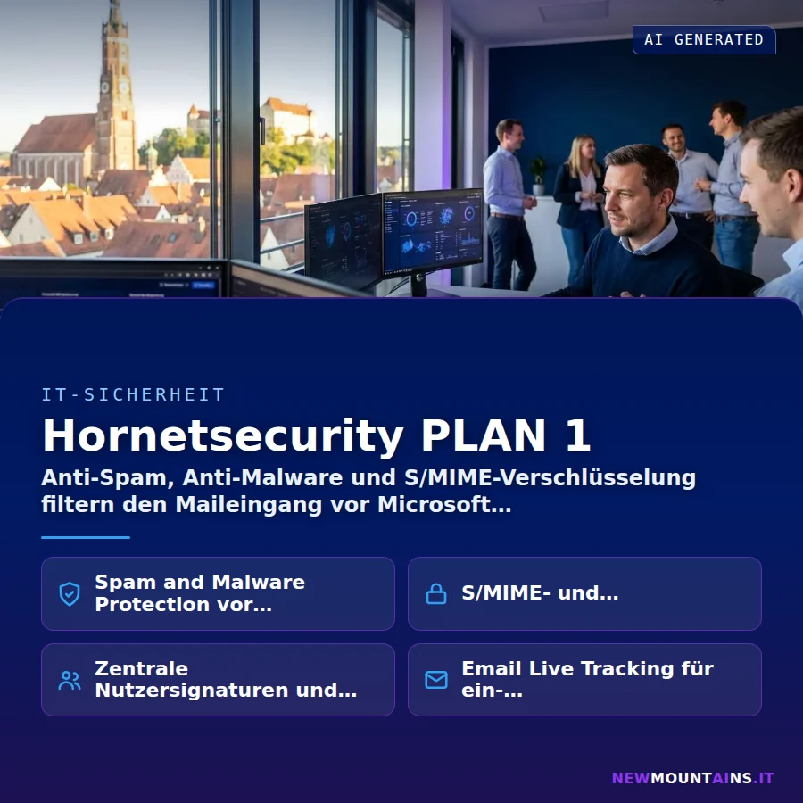 Hornetsecurity PLAN 1 – Anti-Spam, Anti-Malware und S/MIME-Verschlüsselung filtern den Maileingang vor Microsoft | Newmountains.IT aus Landshut