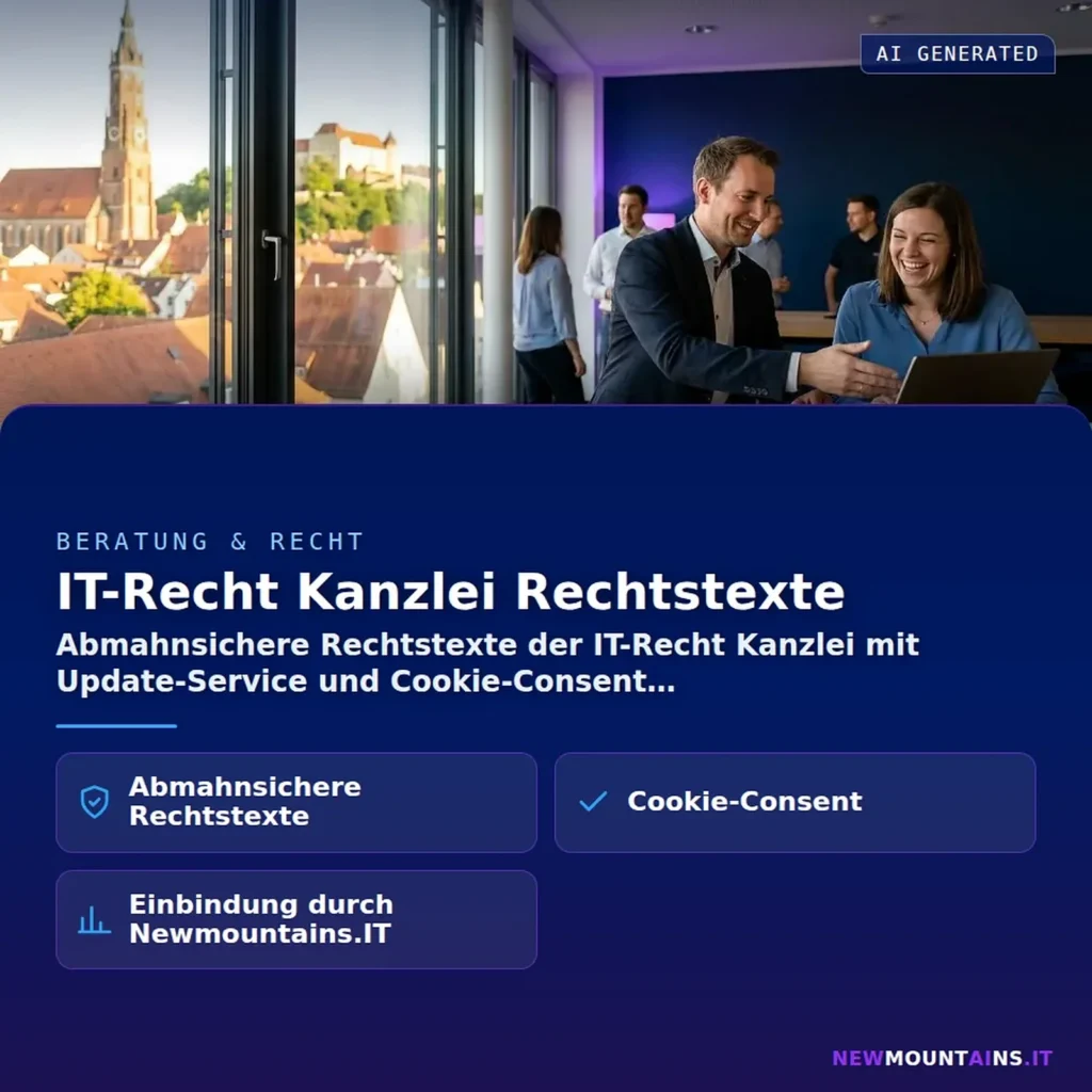 IT-Recht Kanzlei Rechtstexte – Abmahnsichere Rechtstexte der IT-Recht Kanzlei mit Update-Service und Cookie-Consent | Newmountains.IT aus Landshut