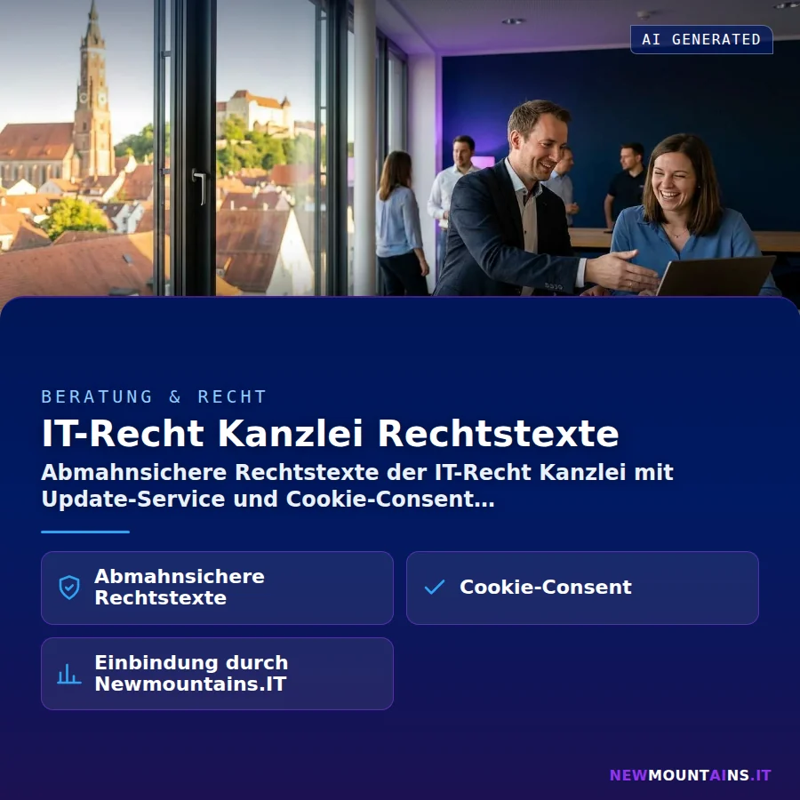 IT-Recht Kanzlei Rechtstexte – Abmahnsichere Rechtstexte der IT-Recht Kanzlei mit Update-Service und Cookie-Consent | Newmountains.IT aus Landshut