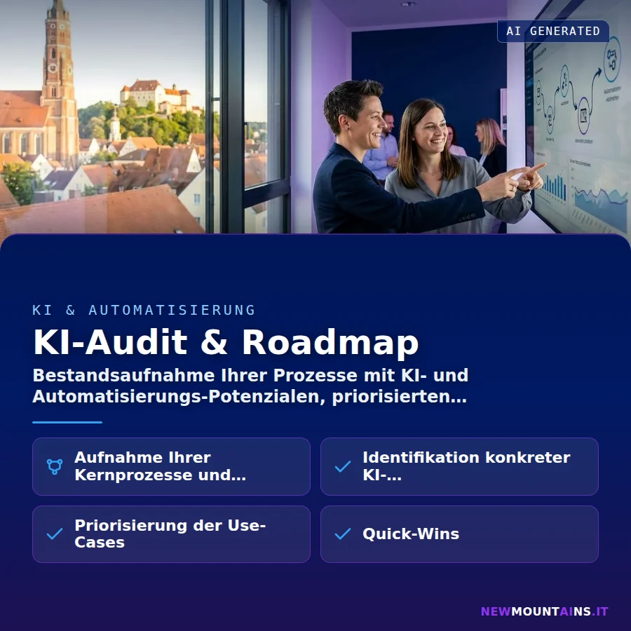 KI-Audit & Roadmap – Bestandsaufnahme Ihrer Prozesse mit KI- und Automatisierungs-Potenzialen, priorisierten | Newmountains.IT aus Landshut