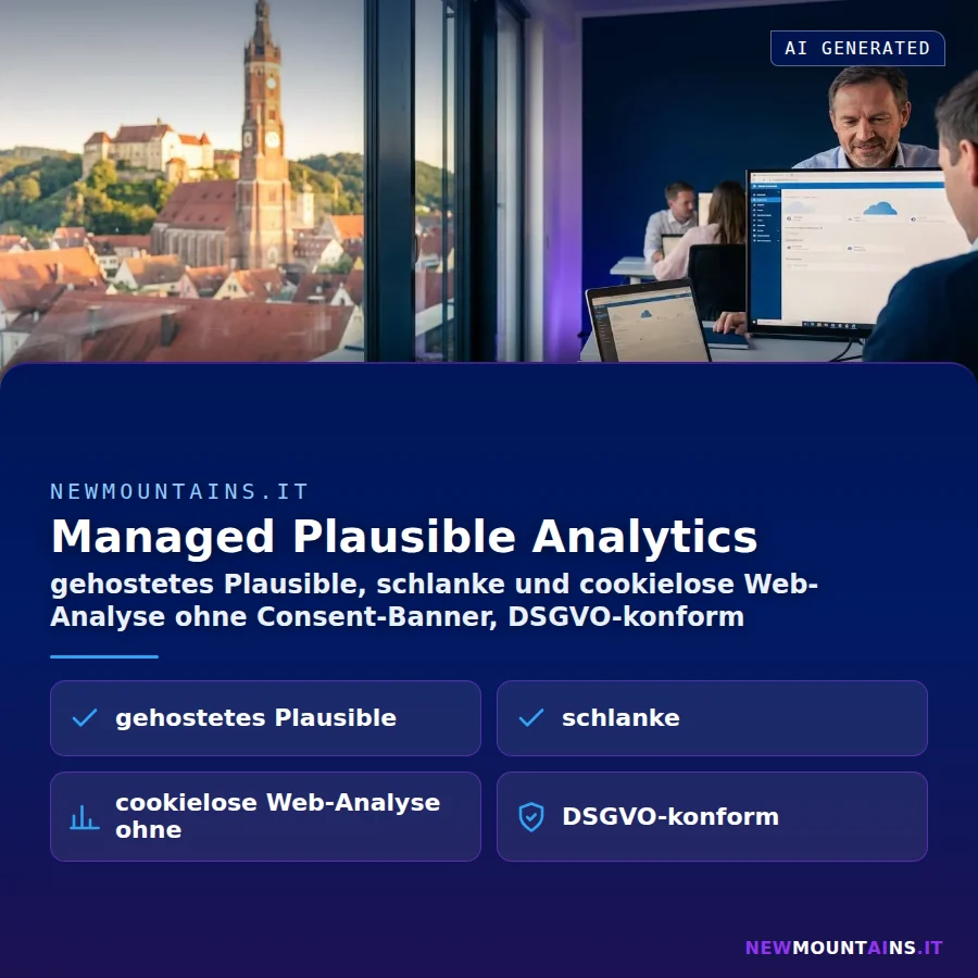 Managed Plausible Analytics – gehostetes Plausible, schlanke und cookielose Web-Analyse ohne Consent-Banner, DSGVO-konform | Newmountains.IT aus Landshut