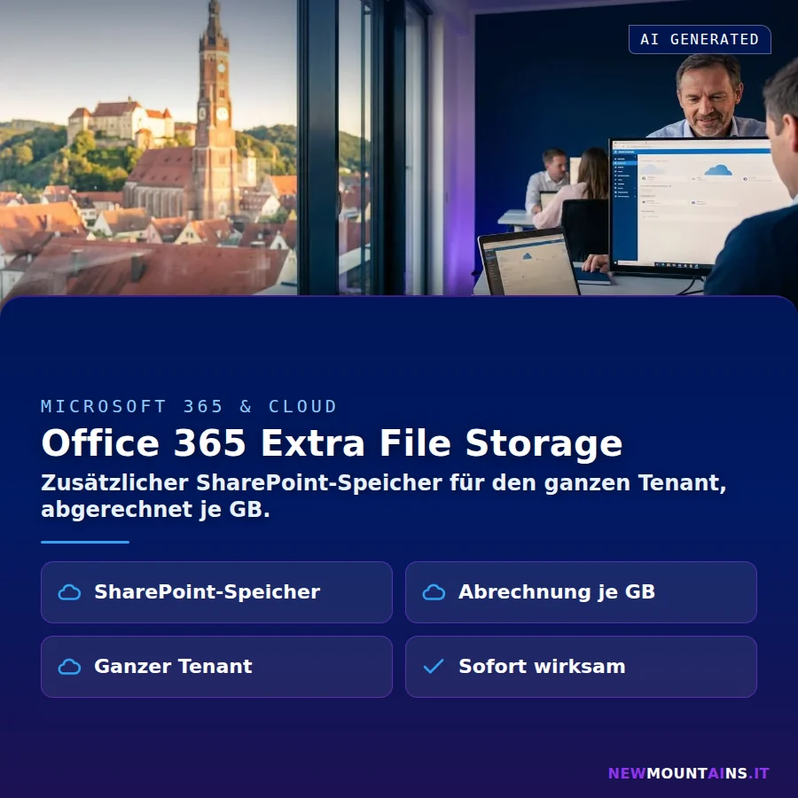 Office 365 Extra File Storage – Zusätzlicher SharePoint-Speicher für den ganzen Tenant, abgerechnet je GB | Newmountains.IT aus Landshut
